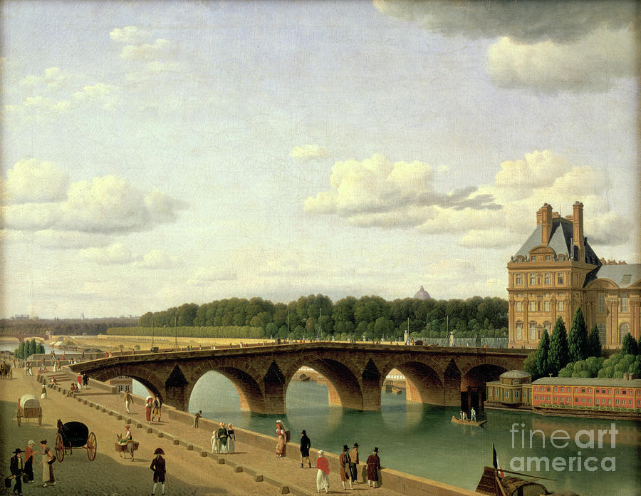 Paris, View Of The Pont Royal, Quai Drawing by Print Collector
