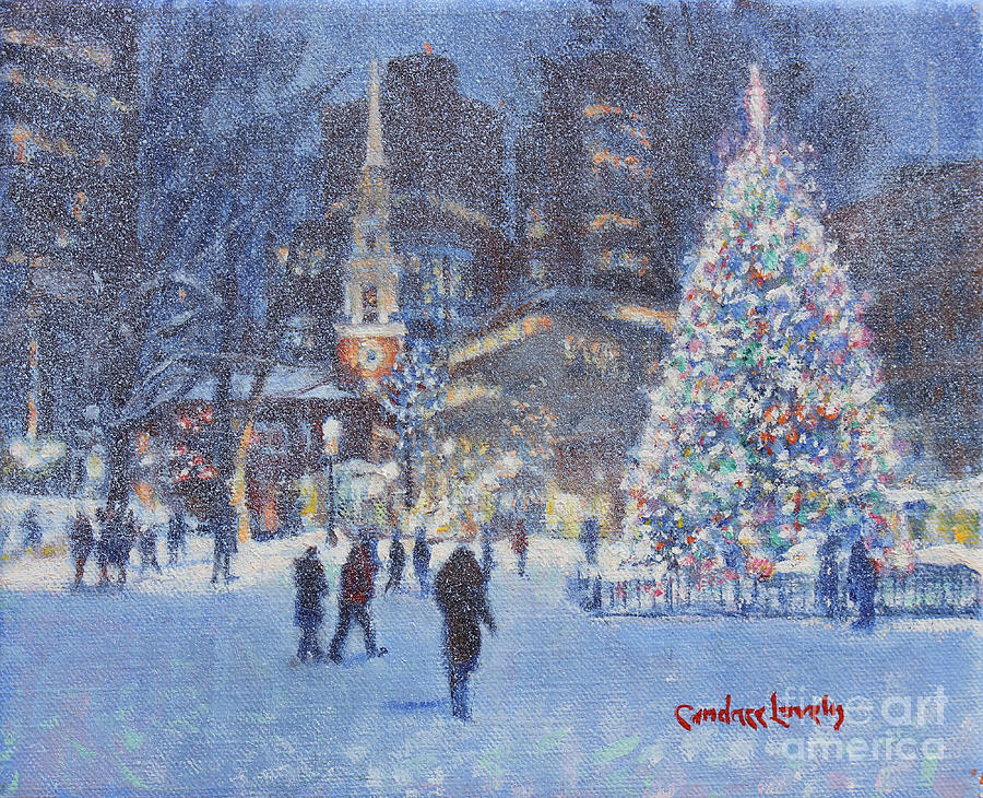 Park Street Christmas Painting by Candace Lovely