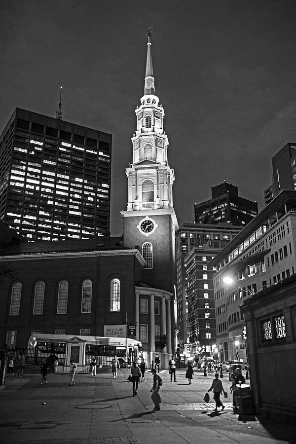 Park Street Church Boston Common Boston MA Black and White Photograph by Toby McGuire