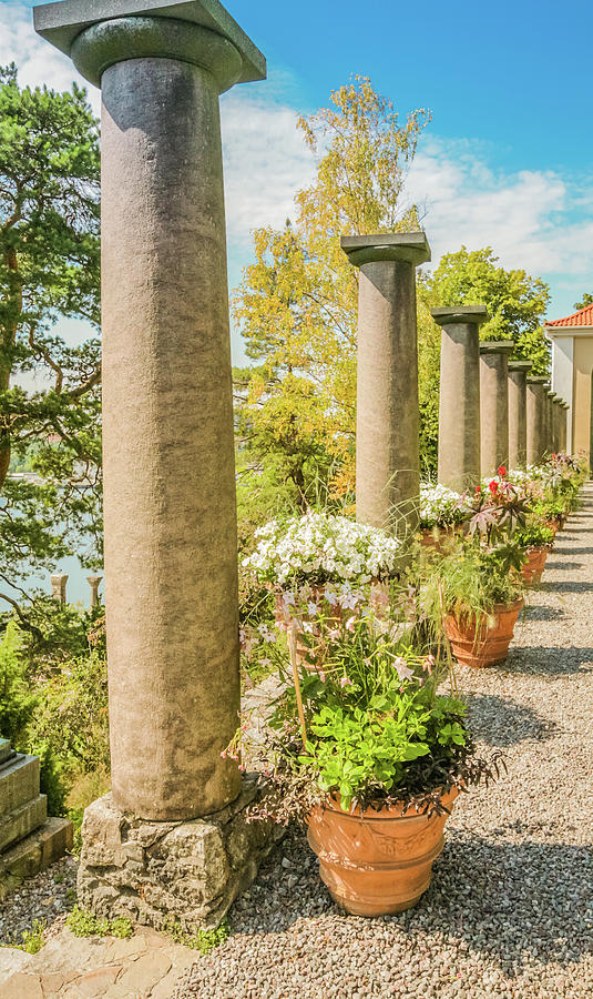 Park With Columns In The Open Air Day Sweden - Image Photograph