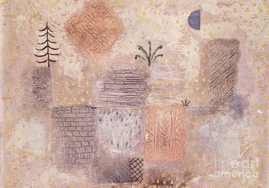 Park With The Cool Crescent; Park Mit Dem Kuhlen Halbmond, 1926 Oil And Tempera On Extensively Incised And Sculpted Plaster On G Painting by Paul Klee