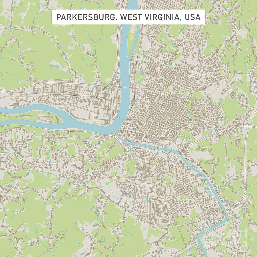 Parkersburg West Virginia Us City Street Map Frank Ramspott 