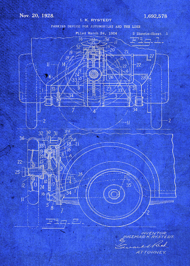 Device Mixed Media - Parking Device Vintage Patent Blueprint by Design Turnpike