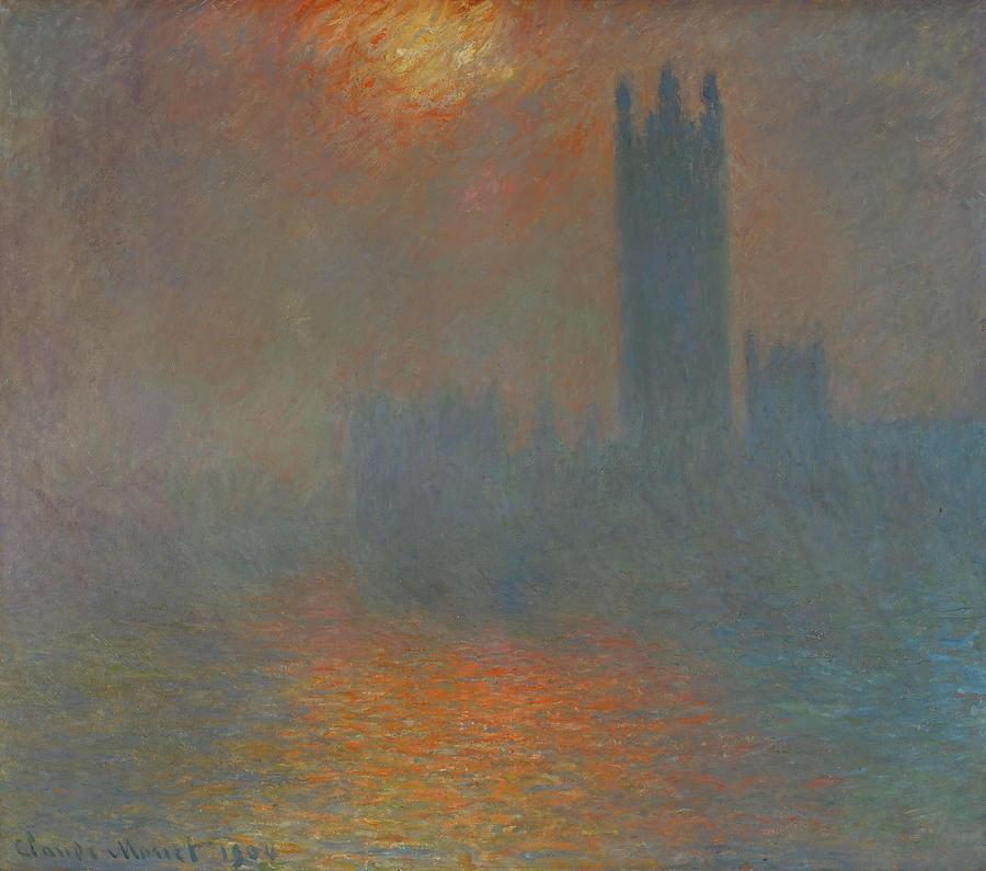 Parliament, sun breaking through the clouds. Oil on canvas -1904- RF 2007. Painting by Claude Monet -1840-1926-