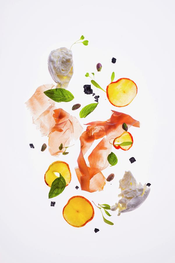 Parma Ham With Nectarine Salad With Roasted Pistachios And Mozzarella Photograph by Great Stock!