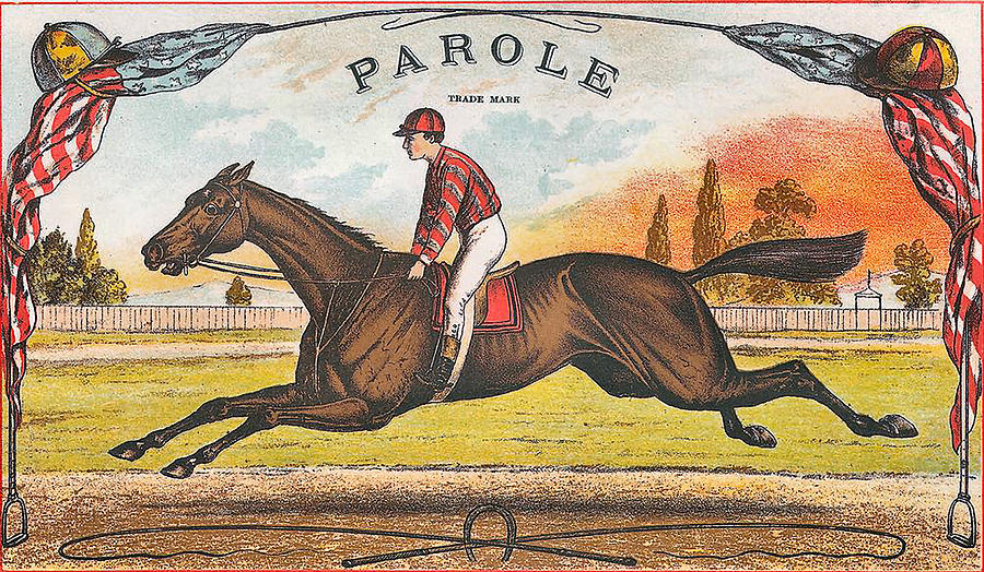Parole 24"x18" antique vintage sports decor Jockey 1879 Horse Race ART 
