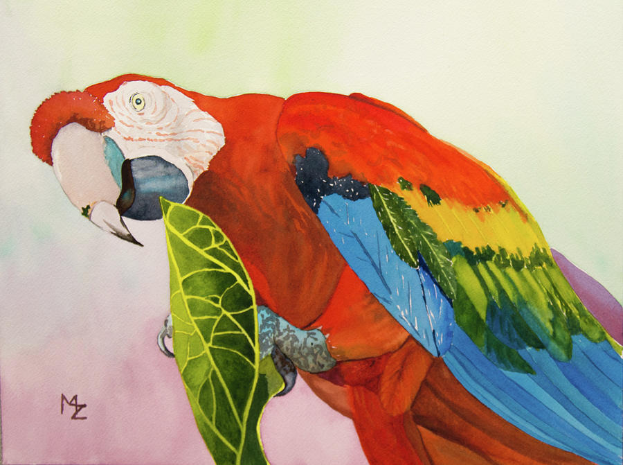 Parrot Lunch Painting by Margaret Zabor