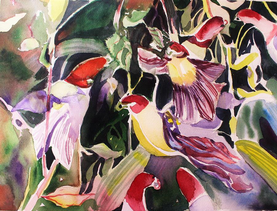 Parrot Orchids Painting by Mindy Newman