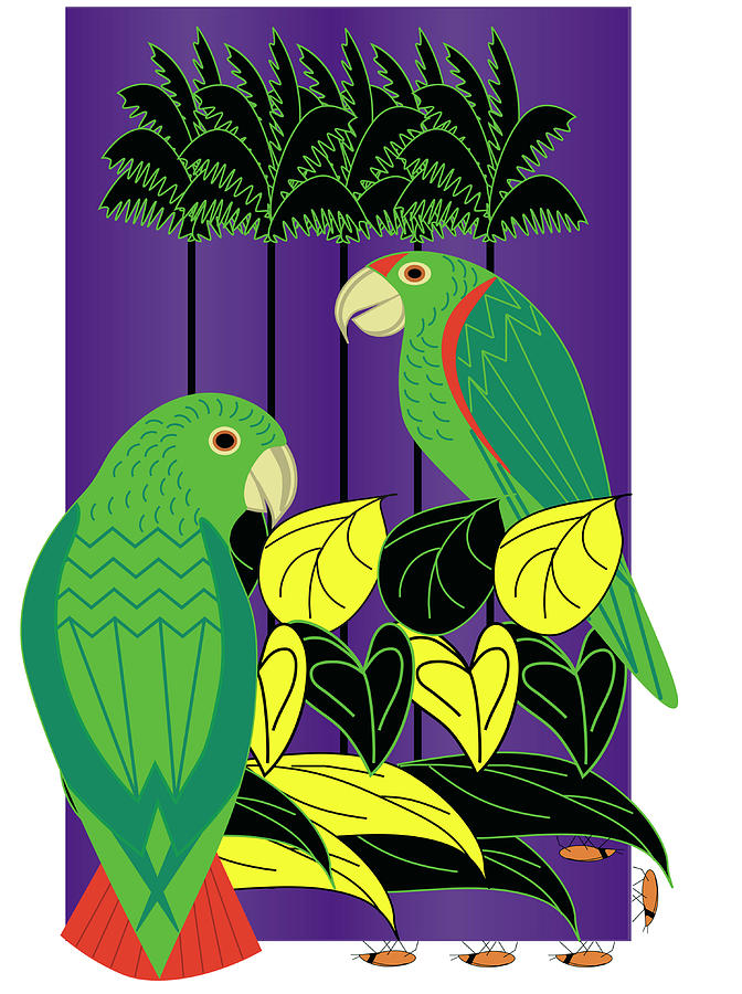 Parrot Digital Art - Parrots by Marie Sansone