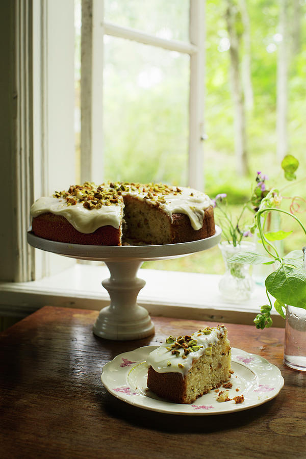 Parsnip Cake With Pistachio Nuts Photograph by Ulrika Ekblom
