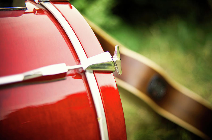 Part Of Red Bass Drum With Acoustic Photograph by Matthias Hombauer Photography