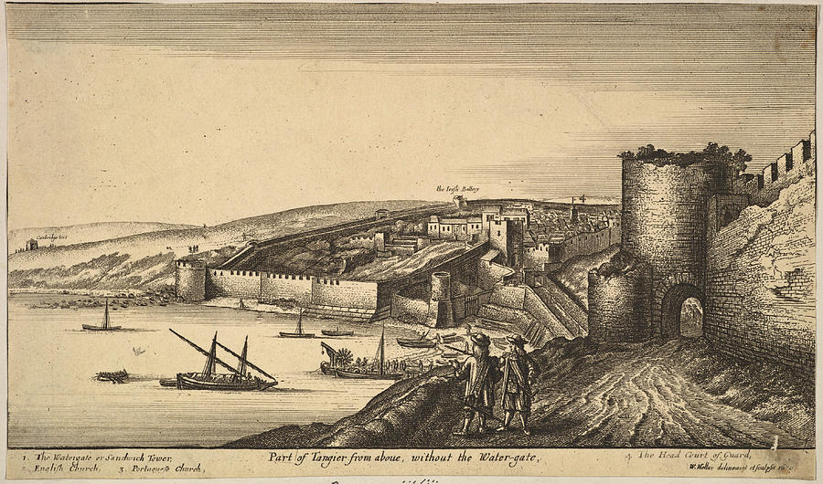 Castle Drawing - Part of Tangier from above by Wenceslaus Hollar