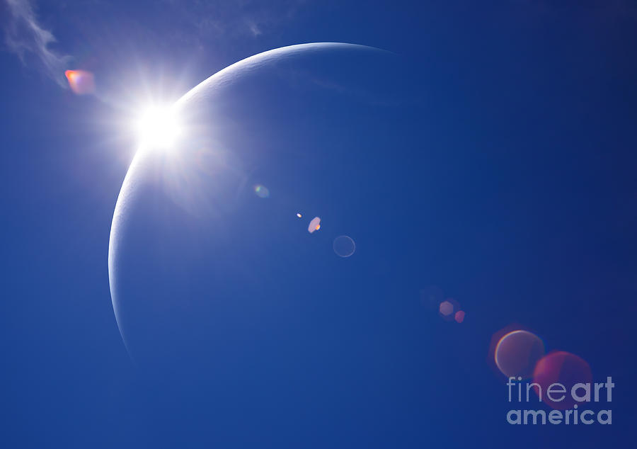 Atmosphere Digital Art - Partial Solar Eclipse With Blue Sky by Johan Swanepoel Atmosphere Digital Art - Partial Solar Eclipse With Blue Sky by Johan Swanepoel