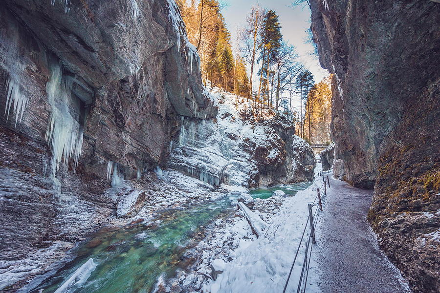 Partnach Gorge In Winter, Germany Digital Art by Marc Hohenleitner