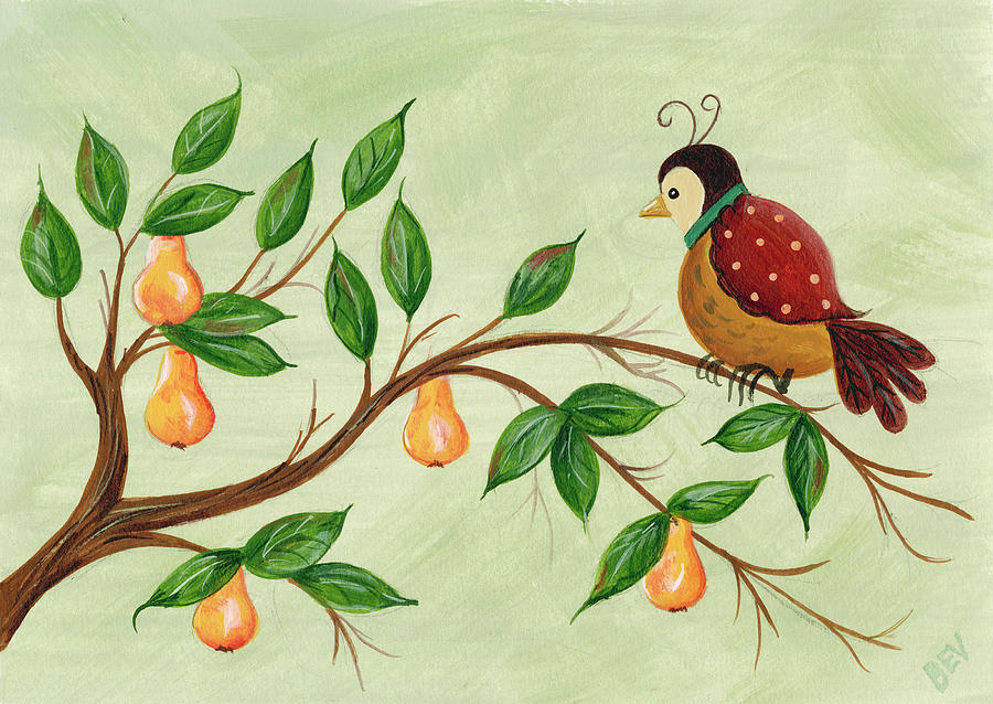 Partridge In A Pear Tree Painting - Partridge In A Pear Tre...