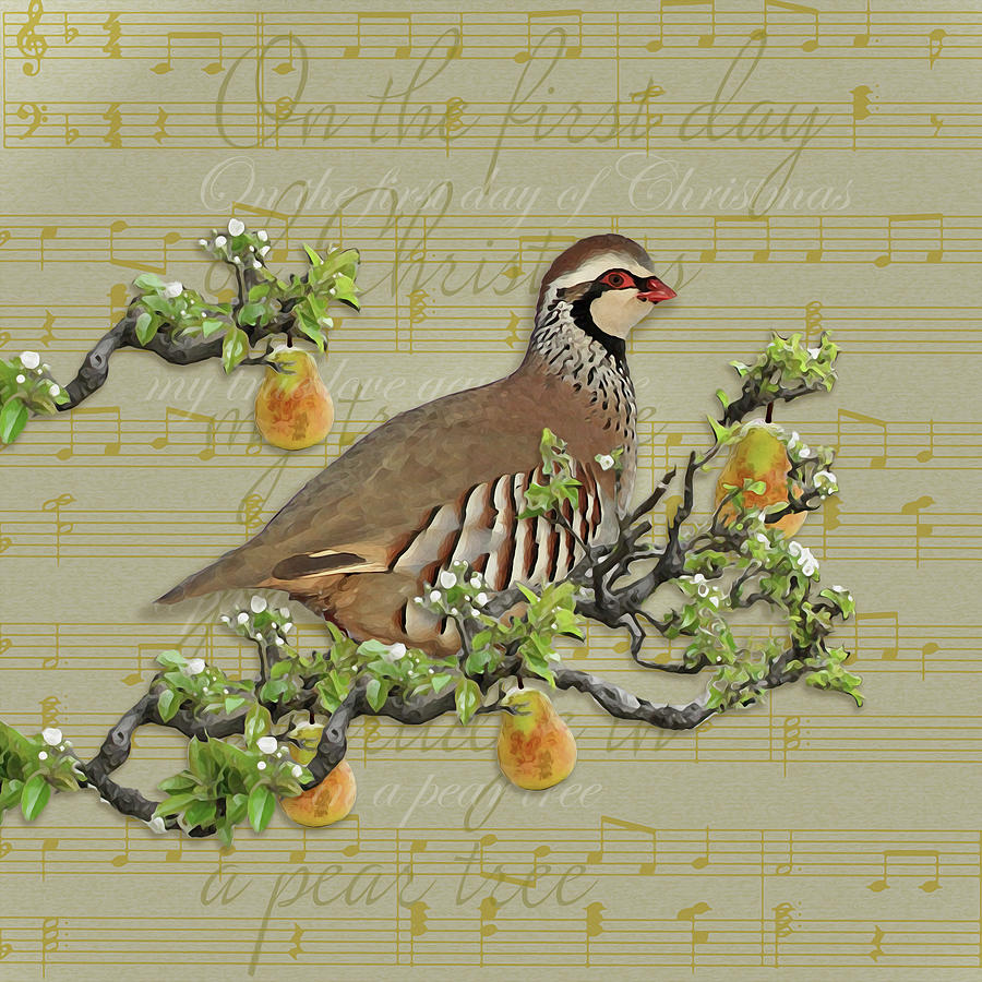 Christmas Mixed Media - Partridge In A Pear Tree by Leslie Wing
