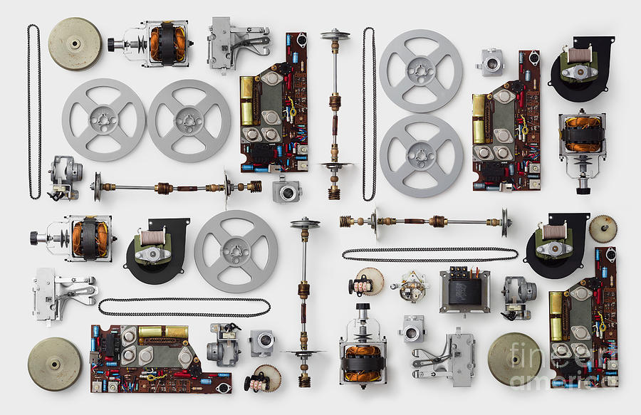 Deconstructed Photograph - Parts Of A Vintage Film Projector Well by Bogdandimages