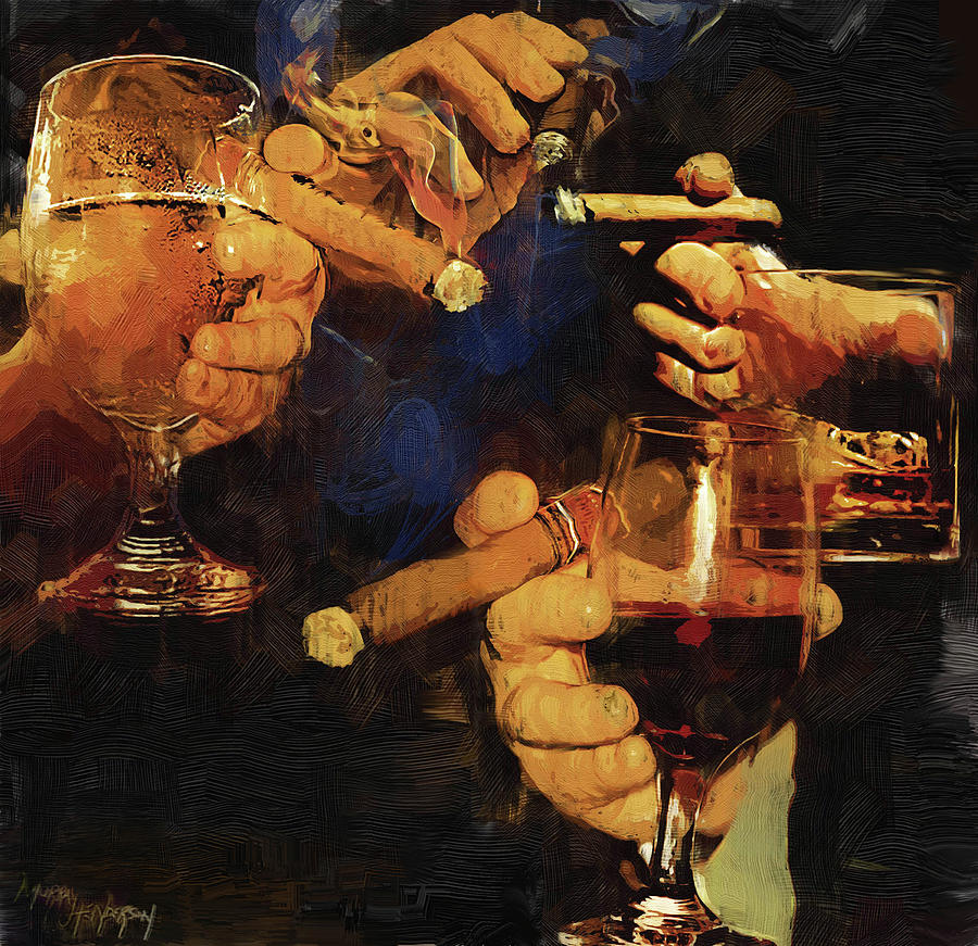Food And Drink Painting - Party Cigar by Murray Henderson Fine Art
