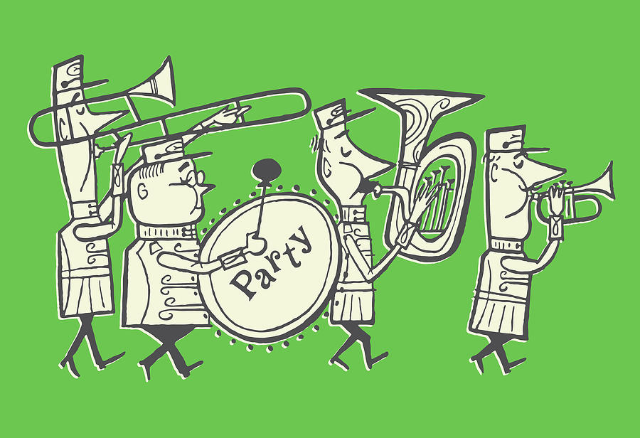 Music Drawing - Party Marching Band by CSA Images