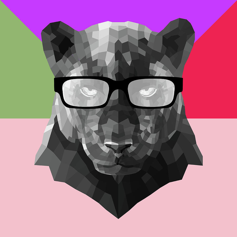 Nature Digital Art - Party Panther in Glasses by Naxart Studio
