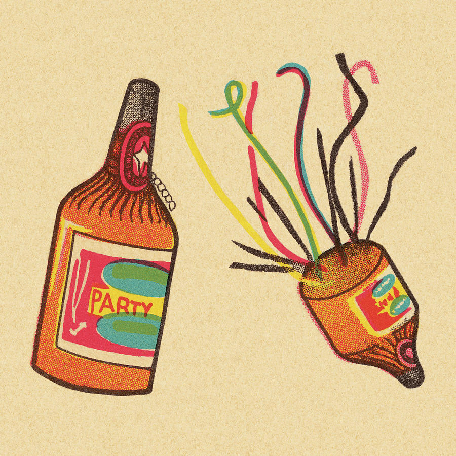 Vintage Drawing - Party Popper by CSA Images