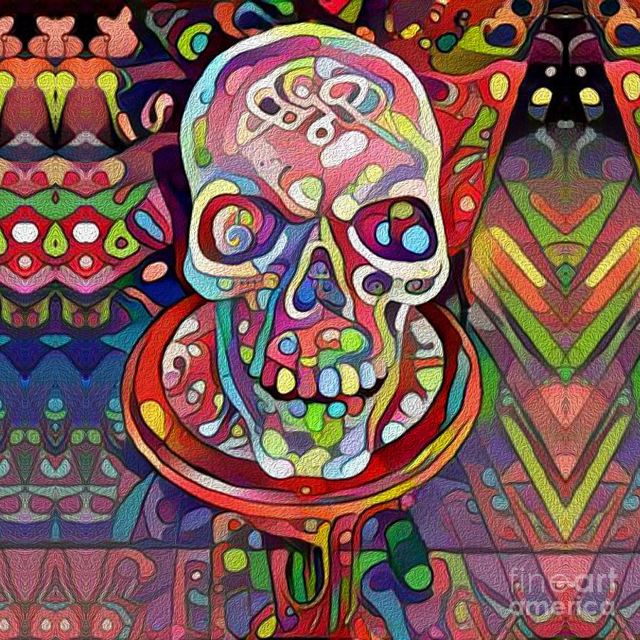 Party Skull Platter Digital Art by Diego Taborda