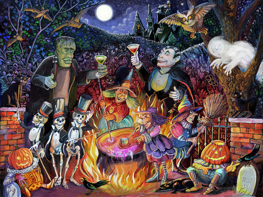 Halloween Painting - Party Time by Bill Bell