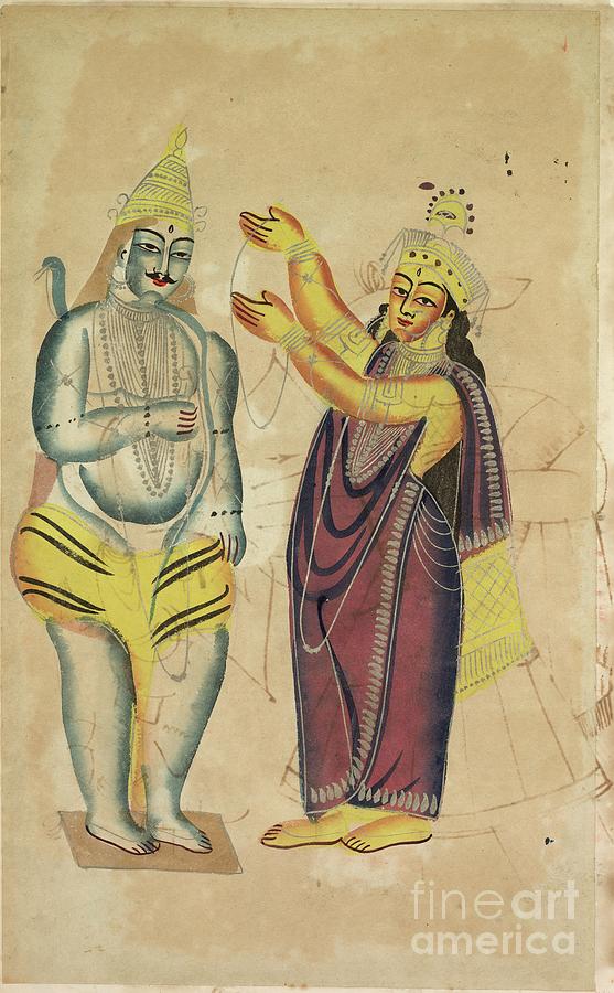 Parvati Placing A Wedding Garland Drawing by Heritage Images