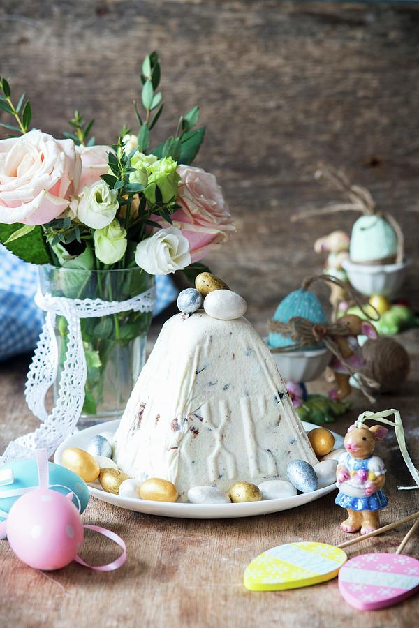 Pasha a Traditional Easter Dessert Made With Quark Or Cottage Cheese And Raisins, Russia Photograph by Irina Meliukh