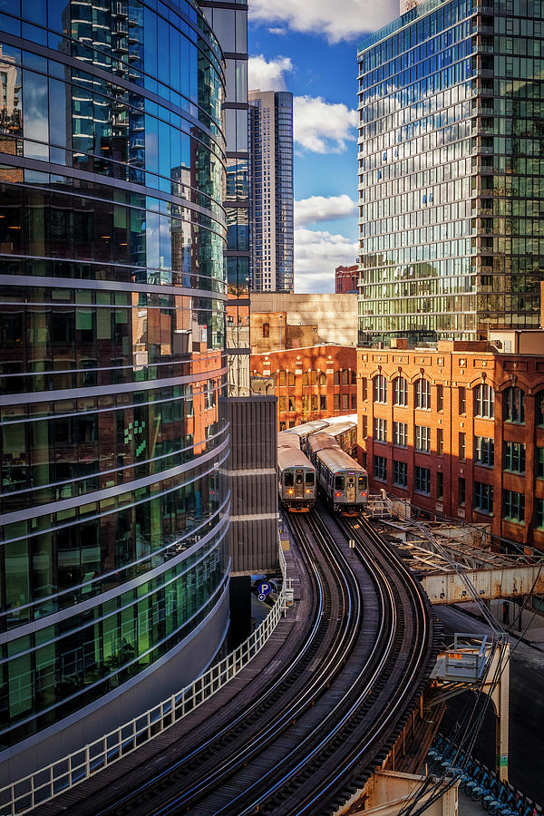 Chicago Photograph - Passing Trains by Andrew Soundarajan