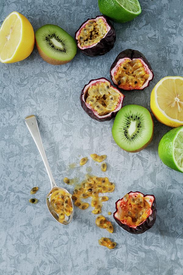 Passion Fruit, Kiwi, Lemon And Limes Photograph by Victoria Firmston
