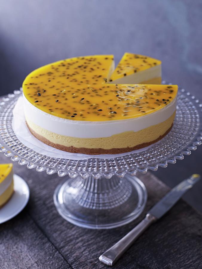 Passionfruit Cake On A Cake Stand Photograph by Oliver Brachat