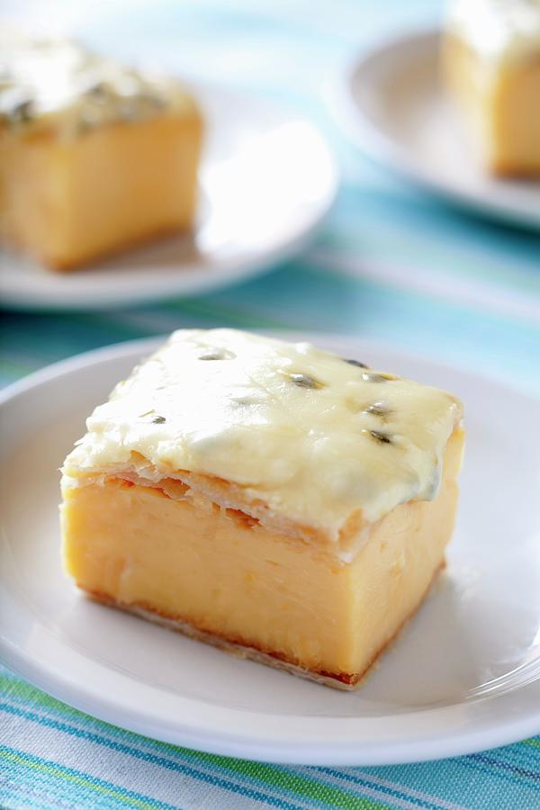 Passionfruit Custard Slice Photograph by Louise Hammond - Fine Art America