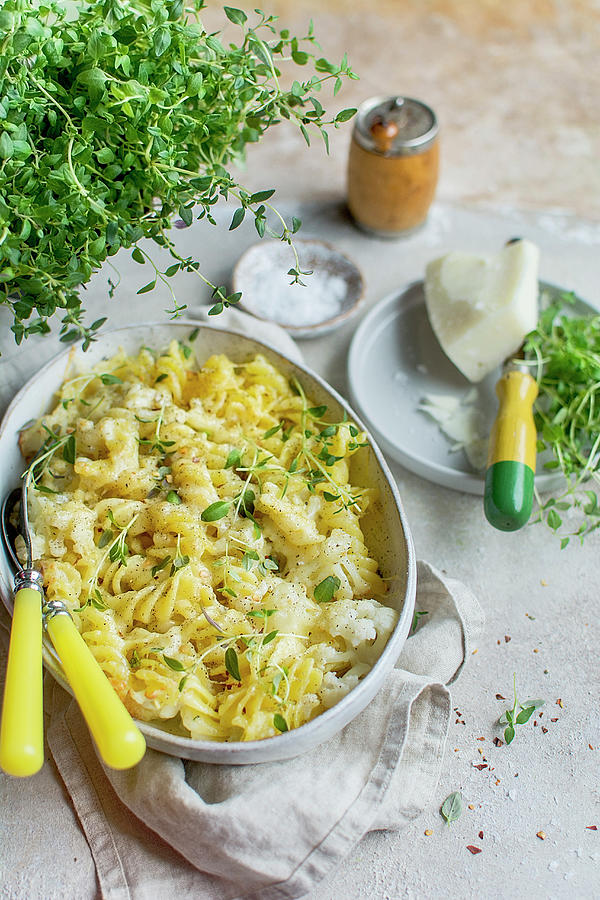 Pasta Bake With Cauliflower, Thyme And Parmesan Photograph by Olimpia Davies