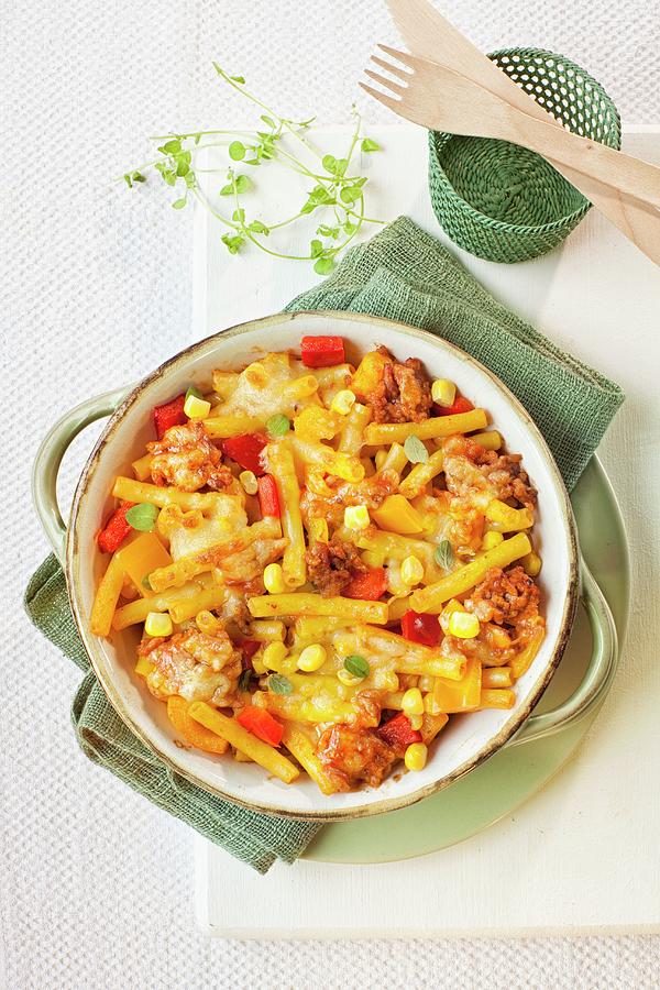 Pasta Bake With Minced Meat And Vegetables Photograph by Stephanie Gayer