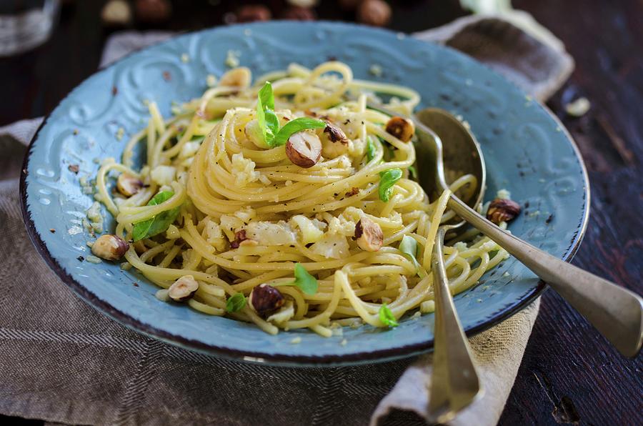 Pasta Con Fichi E Cavolfiore pasta With Figs, Cauliflower, Anchovies And Hazelnuts, Italy Photograph by Aniko Szabo