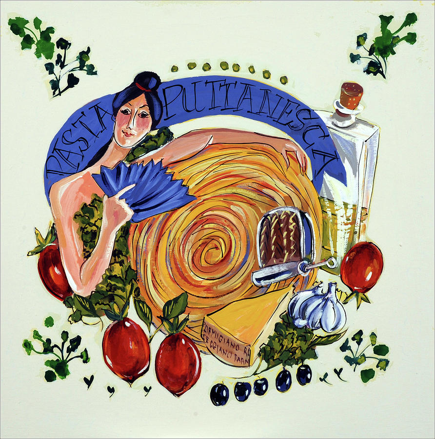 Cuisine Painting - Pasta Puttanesca by Patricia A. Reed