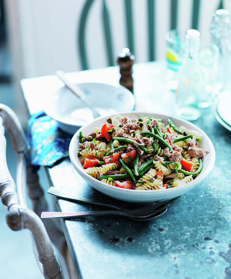 Pasta Salad With Tuna, Peppers And Green Beans Photograph by Karen Thomas