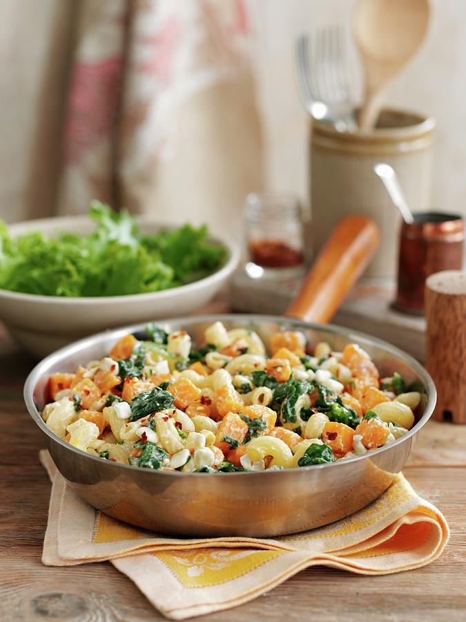 Pasta With Butternut Squash, Sweet Potatoes And Cottage Cheese Photograph by Gareth Morgans