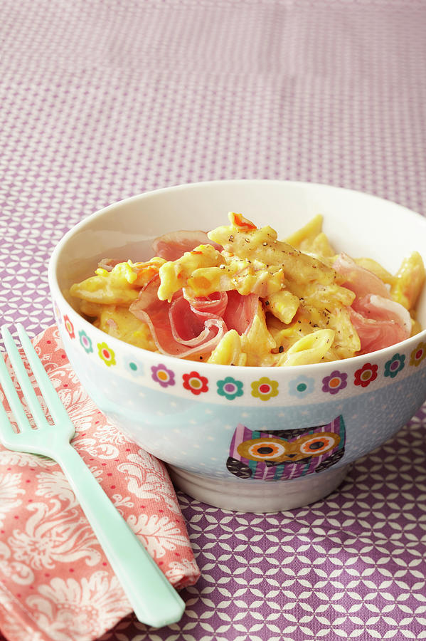 Pasta With Ham, Peppers And Alpine Cheese Photograph by Meike Bergmann