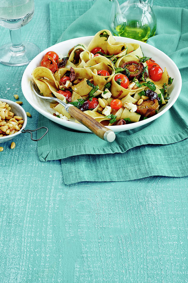 Pasta With Pine Nuts, Feta And Tomato Photograph by Charlie Richards