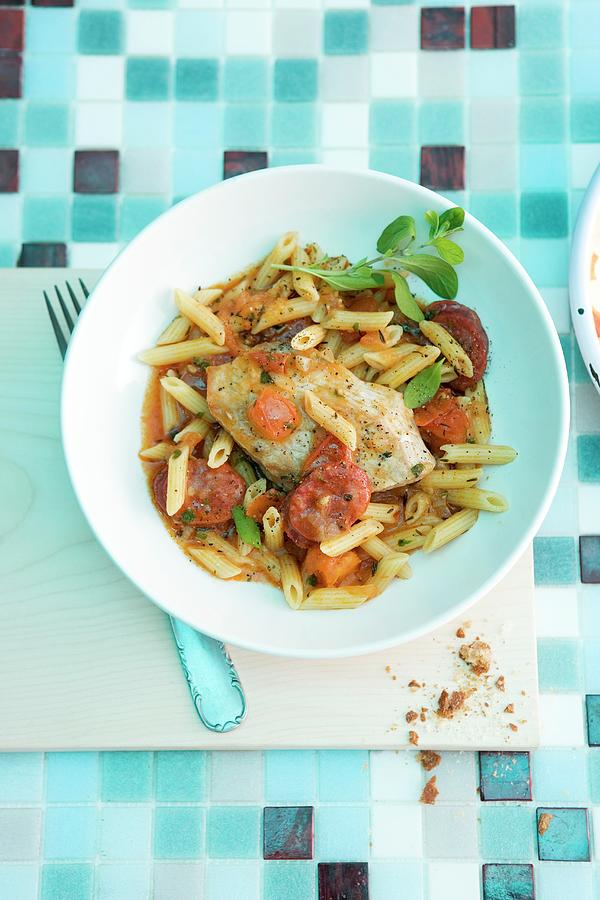 Pasta With Sausage And Chicken Breast Photograph by Michael Wissing