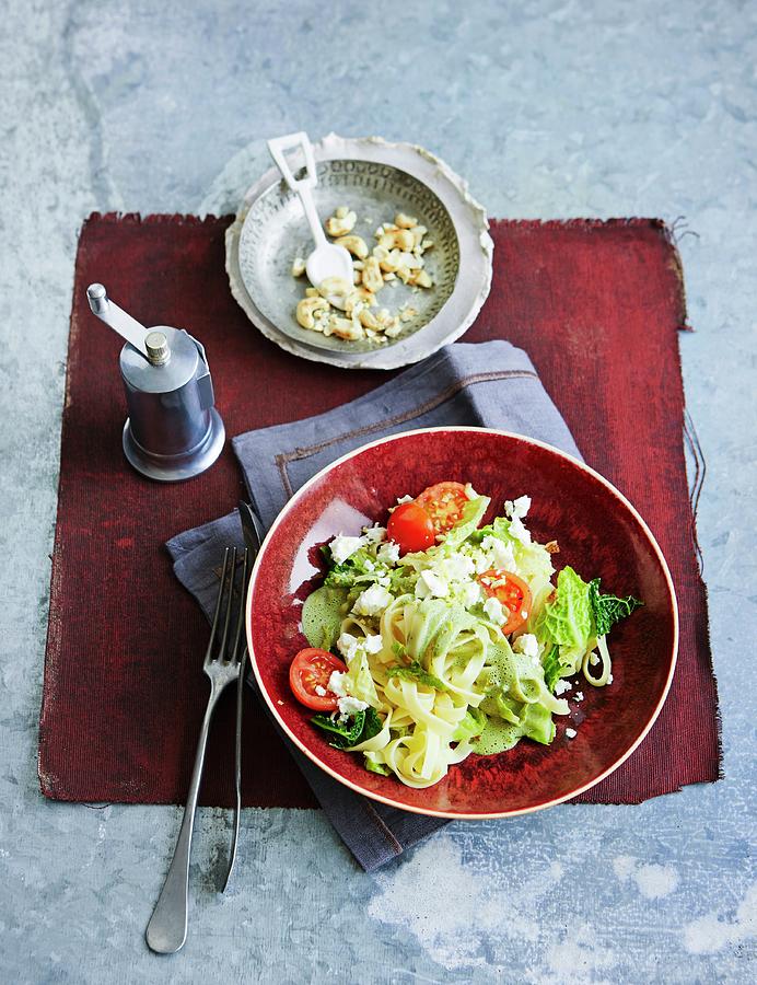Pasta With Savoy Cabbage, Feta And Moringa Photograph by Jalag / Julia Hoersch