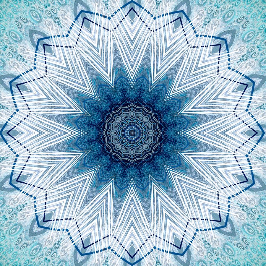 Pastel Blue Star Mandala Digital Art