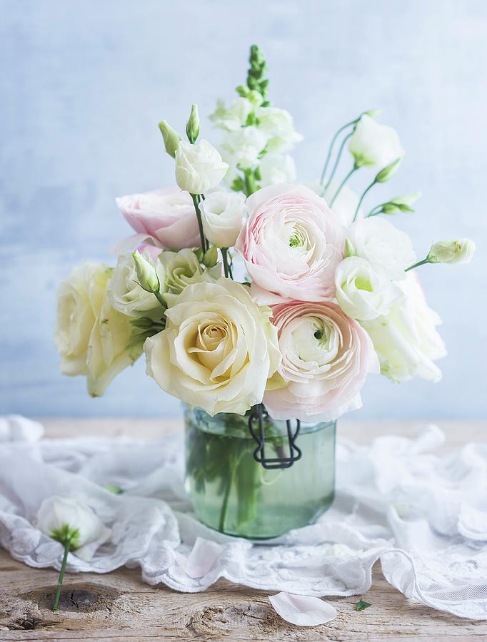 Pastel Bouquet In Old Swing-top Jar Photograph by Ira Leoni