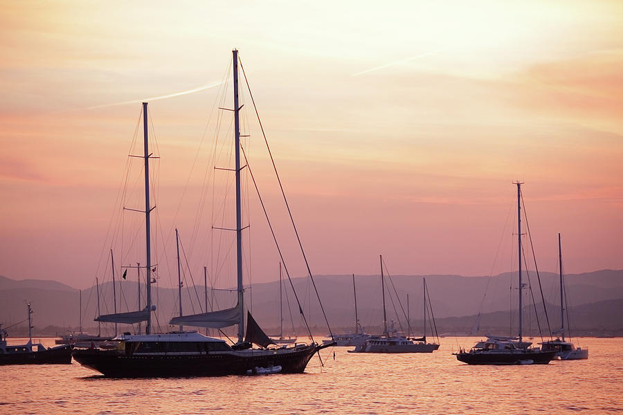 Pastel Dusk Sky And Yachts Photograph by Secablue