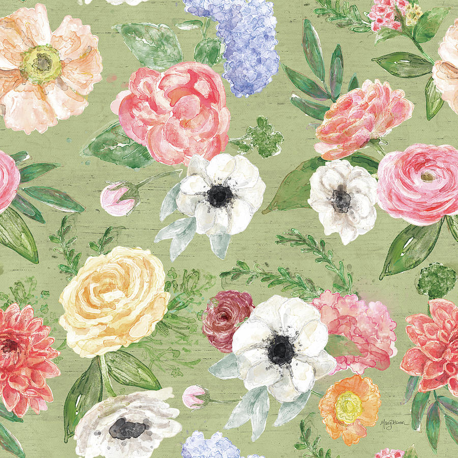 Flower Painting - Pastel Flower Market Pattern Ivc by Mary Urban