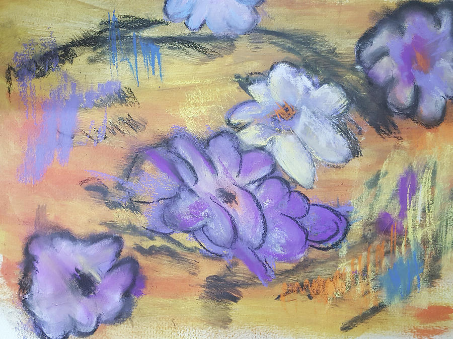 Pastel Flowers in Abstract Pastel by Cathy Anderson