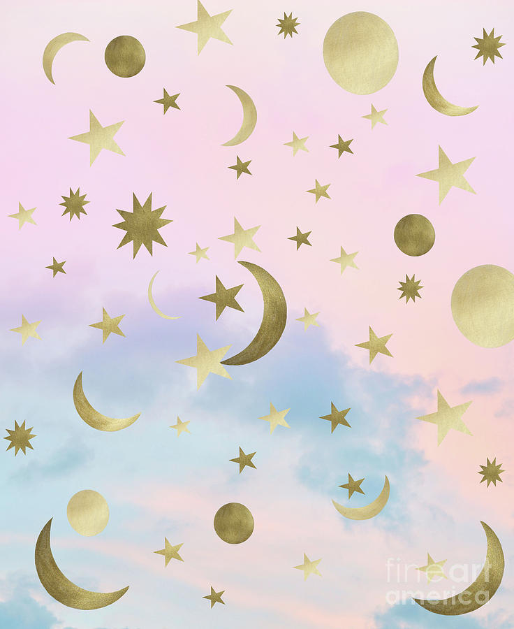 Pastel Starry Sky Moon Dream #1 #decor #art Mixed Media by Anitas and Bellas  Art - Pixels