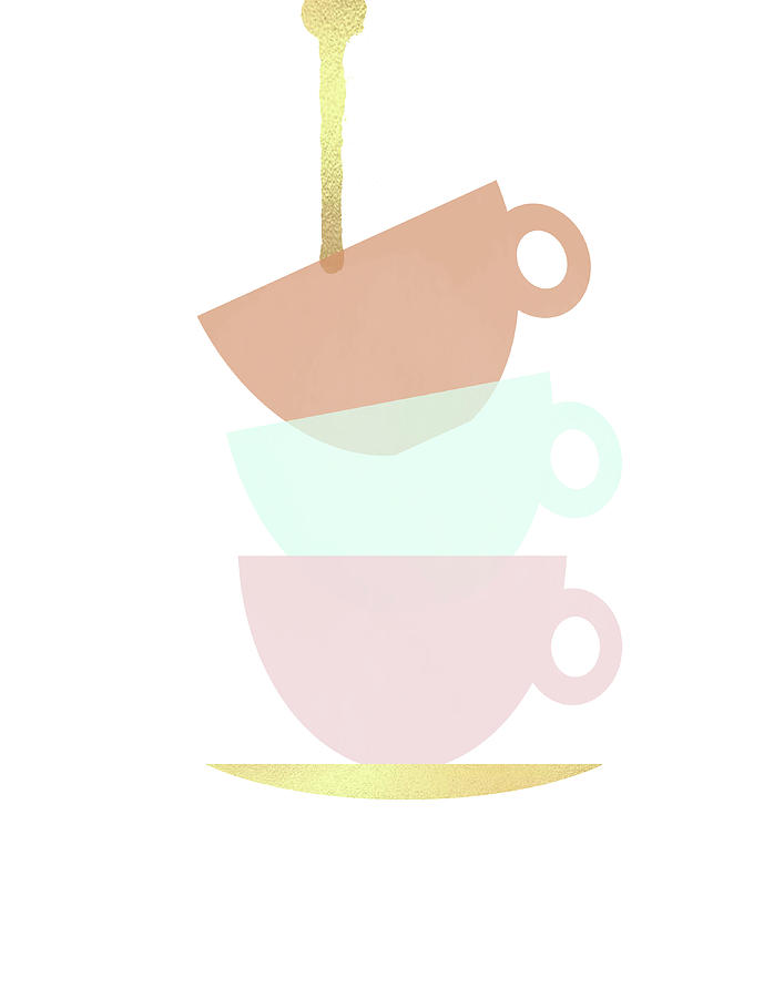 Pastel Teacups Mixed Media by Sundance Q